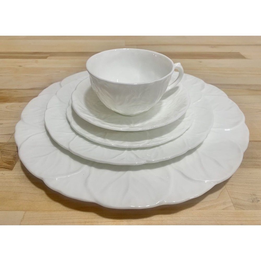 Vintage Coalport Countryware Bone China 5 Piece Dinnerware Set, Cabbage Leaf HTF